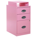 OSP Home Furnishings - 3 Drawer Locking Metal File Cabinet With Top Shelf, Pink - Keep files organized and your office working at peak performance with our locking metal file cabinet with convenient top shelf. Available in several colors to match any workspace. Deep full sided drawers glide smoothly keeping files at your fingertips and locking lower drawer offers storage for important documents or valuables. Ships fully assembled.