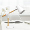 Simple Designs White Matte and Wooden Pivot Desk Lamp