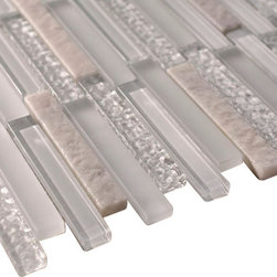 White Glass and White Stone Backsplash Mosaic Tiles - Home Accessories & Decor