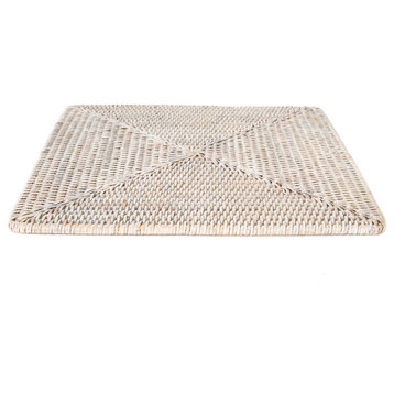 Artifacts Rattan™ Square Placemat, White Wash, Small