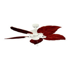 Tropical Ceiling Fans | Houzz - Kichler - Kichler Outdoor/Indoor Leaves Ceiling Fan, White With Dark Oak  Blades -