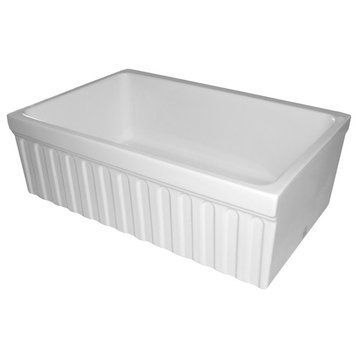 Quatro Alcove Reversible Fireclay Sink, White