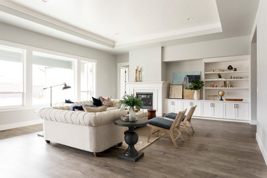 Transitional living room photo in Boise