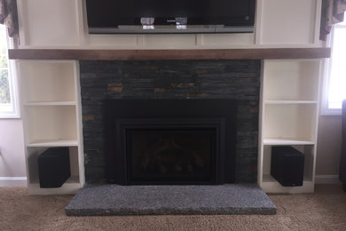 Example of a zen family room design in Boston