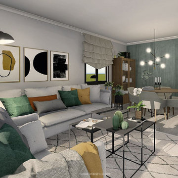 Diseño e interiorismo en 3D de salón comedor en Málaga