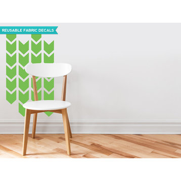 Chevron Arrows Fabric Wall Decals, Set of 26 Chevron Pattern Decals, Green