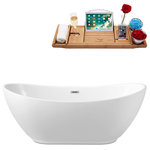 Streamline - 62" Streamline N-580-62FSWH-FM Soaking Freestanding Tub With Internal Drain - Enhance your bathroom with this luxurious Streamline 62" double slipper style freestanding bathtub. Its modern glossy white exterior and unique wedged edges it a sleek. This tub was designed with an internal drain and can hold up 53gallons of water. FREE Bamboo Bathtub Caddy Included in Purchase!