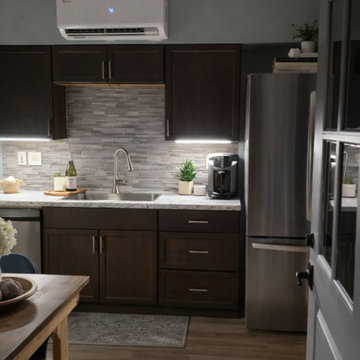 Dark & Moody Kitchenette with Textured Tile