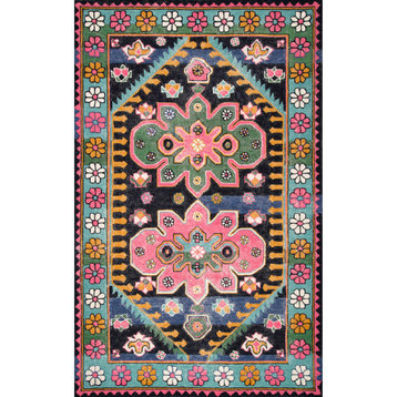nuLOOM Handmade Wool Marcia Bohemian Country & Floral Area Rug, Multi, 5'x8'