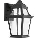 Progress Lighting - Progress Lighting 1-9W LED 3000K Wall Lantern, Black - Endorse celebrates the traditional form of a gas-powered coach light with illumination from an LED source. A die-cast aluminum , powdered coated frame created and intriguing visual effect with the clear beveled glass. An optional fluted glass column is offered as an accessory (P8774-31). 3000K, 90+ CRI, 623 lumens.