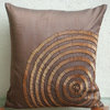 Brown Spiral Throw Pillows Cover, Art Silk 18x18 Pillow Case, Magical Illusion