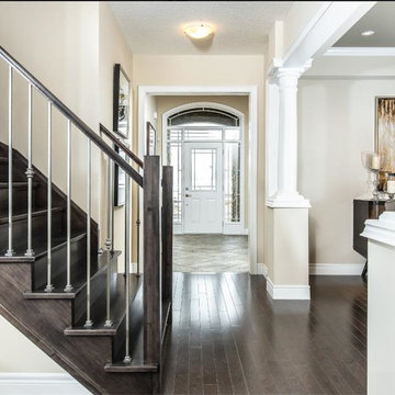 Wooden Stairs with Steel Balusters