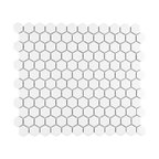 Metro 1" Hex Matte White Porcelain Floor and Wall Tile