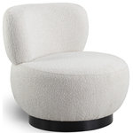 Meridian Furniture - Calais Accent Chair, Cream, Black Oak Veneer Base - Wow guests with contemporary panache with the addition of this Calais boucle fabric accent chair to your bedroom, living room, or elsewhere. This lovely chair features a mid-century modern design that makes it take on an artsy feel that's bound to be noticed by all who happen by (or stop and sit). The black oak veneer base adds a definitive sturdiness while the rich cream boucle fabric makes it an inviting seat to take a load off at day's end.