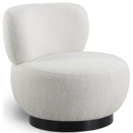 Calais Accent Chair, Cream, Black Oak Veneer Base