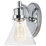Maxim Lighting International - Seafarer 1-Light Wall Sconce, Polished Chrome - This nautical-inspired bath vanity features Clear Seedy glass cones suspended by a yoke frame finished in Polished Chrome. The clear glass offers abundant lighting and compliments the styling of the fixture. Make it a more industrial look by adding filament E26 light bulbs.
