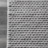 nuLOOM Braided Wool Hand Woven Chunky Cable Rug, Light Gray, 8'x10'