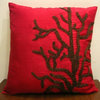 Red Beaded Corals 12"x12" Silk Pillows Cover, Coral Rhapsody