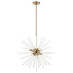 Livex Lighting - Uptown 8 Light Antique Brass Pendant Chandelier - The Uptown eight light pendant chandelier will become an attention-grabbing feature in your modern home decor. The antique brass finish graces the design with elegance and charm, providing a traditional quality to the appearance. The acid etched rods gives the pendant chandelier a sleek and attractive style.