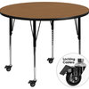 Mobile 42'' Round Activity Table With Oak Thermal Fused Laminate Top