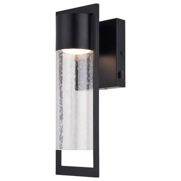 Sawyer Steel 1 Light Integrated LED Matte Black Outdoor Wall Lantern Clear Glass