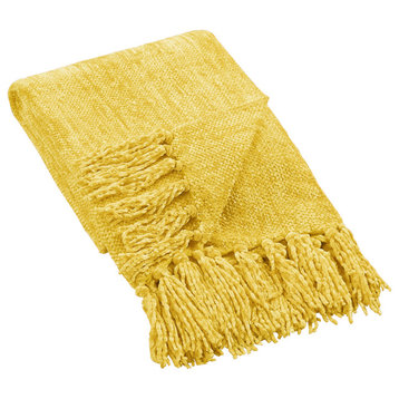 Crystal Chenille Jumbo Throw Blanket, Primrose Yellow