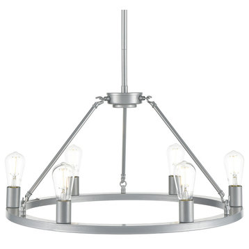 Sonoro Vertical Light Industrial Round Chandelier, Silver