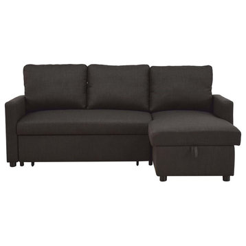 Bowery Hill Contemporary Fabric Sectional Sofa with Sleeper in Charcoal
