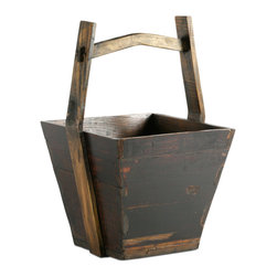 Vintage Wooden Bucket - Baskets