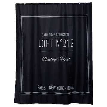 Bathroom Accessories Bath Time Collection, Black, Shower Curtain
