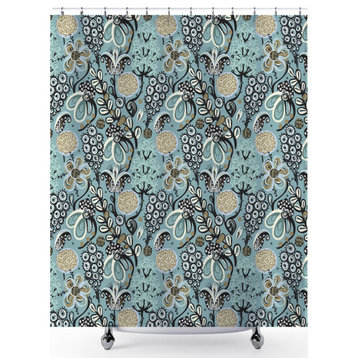 Abstract Floral Polyester Shower Curtain, 72" x 72"