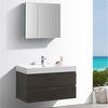 Valencia 40" Gray Oak Wall Hung Modern Bathroom Vanity With Medicine Cabinet