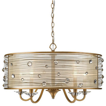 Joia 5-Light Chandelier in Peruvian Gold with a Sheer Filigree Shade
