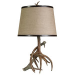 StyleCraft Home Collection - Dalton Table Lamp Dark Brown Finish Beige Hardback Fabric Shade - A rustic naturalist's favorite, the Dalton table lamp is made from dark brown finish polyresin in an engaging deer antler motif. It comes complete with a beige tapered hardback shade that features top and bottom brown piping. This lamp is a standout vintage inspired favorite for living rooms and bedrooms alike.