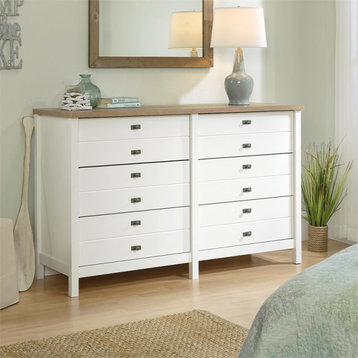 Sauder Cottage Road Engineered Wood 6 Drawer Double Dresser in Soft White