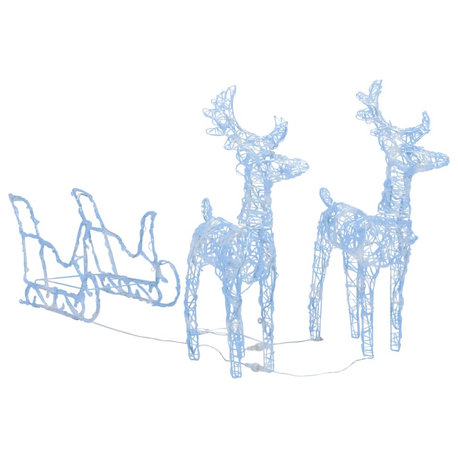 vidaXL Lighted Reindeer and Sleigh Christmas Decoration with 160 LEDs Acrylic