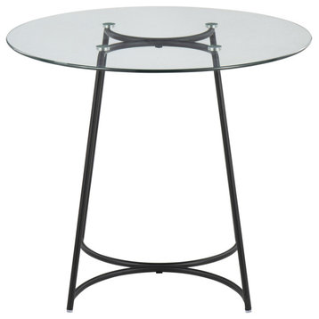 Cece Dinette Table, Black Steel, Clear Glass