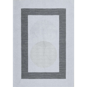 Anderson Collection White Gray Passing Moons Printed Area Rug, 7'10"x10'6"
