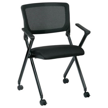 Scranton & Co Mesh Back Folding Chair in Black (Set of 2)