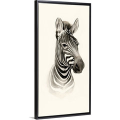 Sylvie Baby Tiger Color Illustration Framed Canvas by Simon TE of Tai Prints 18x24 Indigo Safari Frame Color: Natural