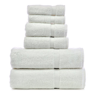 Luxury Hotel & Spa Towel Turkish Cotton Hand Towels - Beige - Dobby Border  - Set of 6 