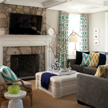 Paint Around River Rock Fireplace