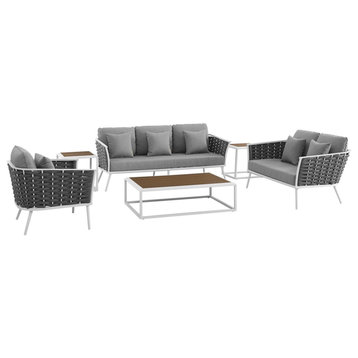 Stance 6-Piece Outdoor Patio Aluminum Sectional Sofa Set, Gray