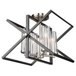 Artcraft Lighting - Vissini AC11471 Semi-Flush Mount, Matte Black - Beautiful  matte black cages encasing a polished nickel frame with clear cylinder glassware makes the Vissini collection a beautiful addition to any surrounding. 4 light semi flush mount version shown. (Many companion units available)