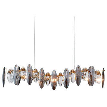 Wave design modern crystal light chandelier for kitchen, dining room., 35.4'', Non-Dimmable, Cool Light