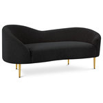 Meridian Furniture - Ritz Boucle Fabric Upholstered Loveseat, Black - Impress family and guests alike with this Ritz Boucle Fabric Loveseat. Wrapped in a cozy black boucle fabric, this loveseat exudes elegance and comfort. The gold metal legs add a touch of glamour to the overall design, making it a perfect addition to any modern living space. Sit back, unwind, and sink into the plush cushions of this chic and stylish loveseat.