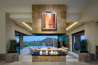 Trendy living room photo in Phoenix