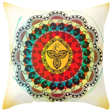 Colorful Bohemian Mandala Throw Pillow Cover, 18"