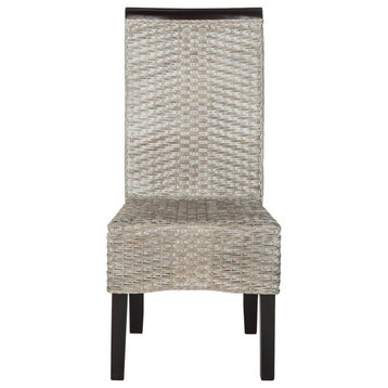 Khristal 18" Wicker Dining Chair set of 2 Antique Grey