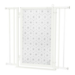 Fusion Gates - Fusion Gate with Linear Lace Design, White Pearl, 32"-36" - Dog Gates